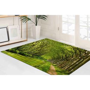 Tapis imprimé en velours, petit format, motif paysage de ferme avec arbres, Canal du Midi en France - Product Image 1