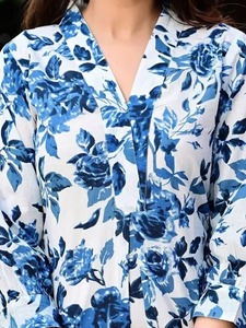 Vestido corto de algodón con bloque de mano indio para mujer, estampado Floral personalizado, novia, boda, elegante, dulce venta, oficina, viaje, Natural - Product Image 4