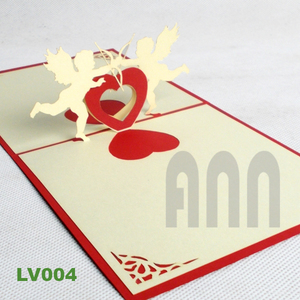 Carte de vœux 3D pop-up Cupidon, finition mate, en papier traditionnel, souvenir du Vietnam, découpée, pour la Saint-Valentin, l'amour et les anniversaires - Product Image 1