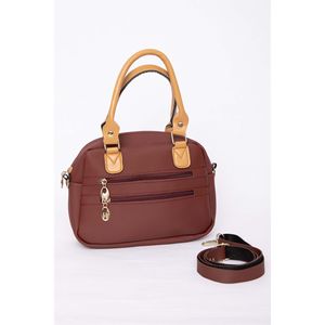 Bolso de mano y hombro con cremallera y múltiples compartimentos, color burdeos, accesorio de ropa - Product Image 3