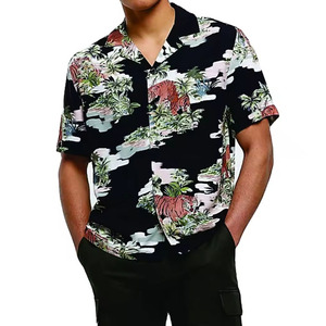 Ropa de hombre OEM 2025 camisas casuales de manga corta de algodón Hawaiano al por mayor camisas de hombre de playa impresas con cuello vuelto - Product Image 4