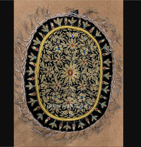 Zari Embroidery <b>Wall</b> Hanging Elegant Rectangle Home Decorative Accent <b>Fabric</b> Material Exquisite Handcrafted - Product Image 3