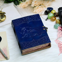 Carnet de sorts en cuir gaufré Dragon 7x5 fait main, journal créatif vierge avec papier coton, cadeau vintage pour lui et elle