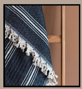 Navy Blue <b>White</b> Striped 100 Percent Natural Cotton <b>Bed</b> <b>Cover</b> Woven Pike 130x180 cm 52x71 inches - Product Image 2