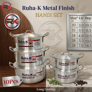 Ensemble de casseroles Ruha-K en métal classique avec poignées en acier inoxydable, 5 pièces, compatible induction, passe au lave-vaisselle, pour la cuisine à domicile - Product Image 5