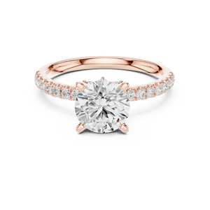 Anillo de Compromiso Art Deco con Moissanita Corte Proyecto Vinson, Banda Doble con Acentos, Oro Rosa, Acero Inoxidable, Certificado GRA, Joyería Fina - Product Image 1