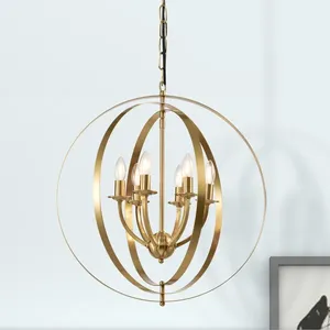 โคมไฟระย้าตกแต่งในร่มที่ทันสมัยโคมไฟระย้าโลหะสีน้ำตาลขัดเงา - Product Image 3