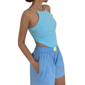 Camiseta Deportiva Vintage sin Mangas para Mujer, Camiseta de Gimnasio para Yoga, Ejercicio, Top sin Mangas de Poliéster/Algodón de Secado Rápido y Transpirable - Product Image 2