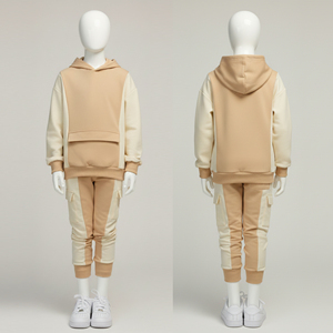 Nouveaux ensembles de jogging pour enfants, garçons et filles, unisexes, à capuche, ajustés, décontractés, unis, 100% coton, en gros, 2026 - Product Image 4