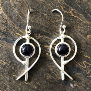 6.5 Grams Black Onyx Drop <b>Earrings</b> Geometric Design Princess Cut White Gold Bezel Setting Diamond Trendy Gold Plated <b>Hook</b> Style - Product Image 1