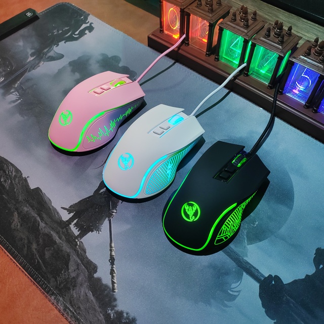 HXSJ Hot Sale 3600DPI Gaming Mouse 7D Ergonomic Optical USB Wired Mice 7 Colour Lighting Backlit Right for Computer Office