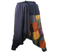 Pantalon Harem Homme Sur Mesure Écologique Respirant Coupe Droite Haute Taille Multi-Patchs en Coton Biologique de Bambou Coloré