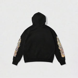 Sweat à capuche en molleton strass pour hommes d'hiver respirant à séchage rapide mélange polyester/coton de haute qualité personnalisable - Product Image 3