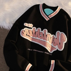 High Quality Custom <b>Navy</b> <b>Sweatshirt</b> for Women Embroidery Cuff Detail Autumn Long Sleeves Casual Style Knitted Fabric for Winter - Product Image 6