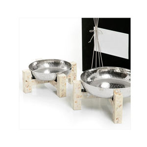 Lot de 2 bols à chocolat martelés avec support en bois pour vadrouille Meilleure vente de bols ronds décoratifs de service pour table - Product Image 4