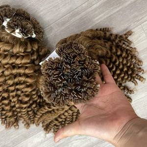 En gros Double Dessiné Remy Bouclés Pointe Plate Bond Européen Cheveux Humains Kératine Extensions de Cheveux de l'usine du Vietnam - Product Image 5