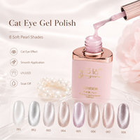 Yunzuan 8 Couleurs Vernis Gel Magnétique Effet Œil de Chat Nacré Doux UV LED Soak Off Pailleté OEM ODM