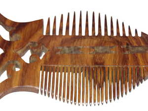 Artisanat Calvin, poisson en bois naturel antique sculpté à la main, 5 pouces, décoration d'intérieur, cadeau (Kanghi) CHWB07 - Product Image 3