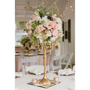 Diseño de hoja Color dorado Mesa Decoración Centros de mesa Calidad exclusiva Tamaño personalizado Decoración DE BODA Centros de mesa a granel - Product Image 2