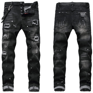 Pantalones Vaqueros Rectos de Mezclilla Ligeros de Invierno para Hombre, Estilo Vintage, Lavado Claro con Salpicaduras de Pintura, Elásticos y Rotos, Personalizados OEM - Product Image 6