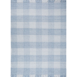 Alfombra Rectangular Azul Grande de Poliéster con Tejido Plano, Modelo Clásico Pdpl-47, Hecha a Mano, para Sala de Estar, Pasillo, Marca Indusbar - Product Image 1