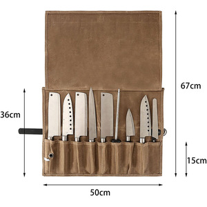 Sac à couteaux professionnel en cuir et toile, résistant aux odeurs, robuste, confortable, sac utilitaire pour chef, rangement durable pour outils, support de cuisine - Product Image 4