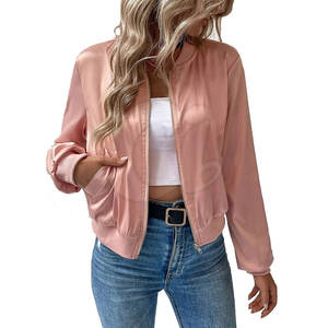 Venta caliente Diseño único Tallas grandes Chaqueta de bombardero de las mujeres Ropa informal con cuello alto Procesamiento de acabado transpirable - Product Image 1