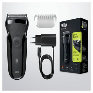 Rasoir électrique rechargeable noir pour hommes, mini rasoir USB à double lame pour le visage, lavable et avec prise à 2 broches - Product Image 2