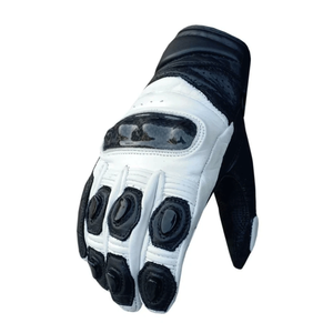 Top Selling Black/White Genuine Cowhide Leather Motorbike Gloves Motorcycle Auto Racing Wear Knuckle Armoured Unisex Gloves - Product Image 2
