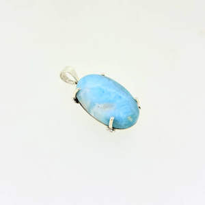 4ง่ามการตั้งค่าที่เป็นของแข็ง925เงินสเตอริงสีฟ้าลาริมาร์ทรงรี Cabochon ตัดสไตล์พังก์ผู้หญิงจี้โซลิแทร์ดี - Product Image 1