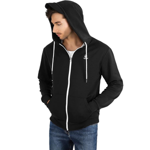 Venta al por mayor Sudaderas con capucha bordadas de peso pesado 100% algodón Color sólido Hombres Sudaderas con cremallera Fabricantes - Product Image 1