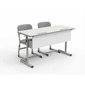Top Quality Double Student <b>Desk</b> Chair Set Werzalit Top Metal Frame for School Export - Product Image 1