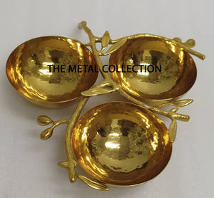 Bol de service en laiton et acier à 3 sections pour la maison, l'hôtel, les restaurants et la table couleur or argent bols de service et plats de haute qualité - Product Image 5