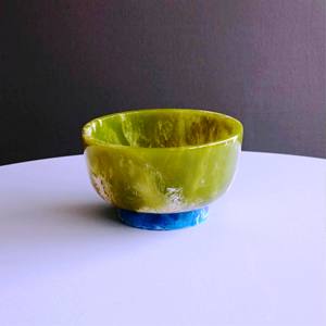 Bol en albâtre, blanc tourbillonnant, résine faite à la main, poli, personnalisable, écologique, passe au lave-vaisselle, style américain, art moderne, maison - Product Image 4