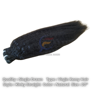 Extensions de cheveux indonésiennes à double trame, qualité supérieure, mèches de cheveux vierges bruts, 100% cheveux humains vierges Remy, cuticules alignées, Yaki Kinky - Product Image 5