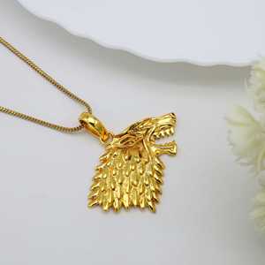 Nouvel Arrivage Collier Pendentif Loup Gothique en Laiton Plaqué Or 18 carats pour Homme, Bijou Animal Punk Loup Aigle, Vente en Gros/OEM/ODM - Product Image 2
