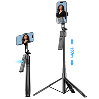 Tongsis Tripod AI Pelacak Wajah 1.92m, Dapat Diperpanjang, Rotasi 360°, Auto Follow, Penyangga Ponsel dengan Kontrol Gerakan