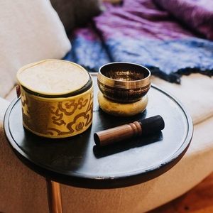 Premium Quality Buddha Brass Chakra Meditation Yoga Healing Pure Brass Nepal Tibetan Singing Bowl with <b>Cousin</b> and Mallet - Product Image 4