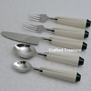 Juego de cubiertos de 5 piezas de calidad superior, mango de resina, utensilios de acero inoxidable, diseño único, utensilios de cocina artísticos para el hogar, regalos para comer - Product Image 5