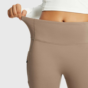 Pantalon évasé uni pour femme, été, taille haute élastique, cordon de serrage, poche, pantalon de sport ample et droit avec poches latérales - Product Image 6