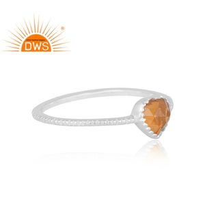 แหวนเงินแท้ 925 ดีไซน์ใหม่ ประดับพลอยซิทรินธรรมชาติ งานแฮนด์เมด ผลิตในอินเดีย - Product Image 1