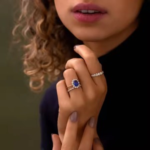 Derniers bijoux fins 10k/14k/18k or massif bleu saphir bague de fiançailles pour les femmes disponibles à un prix abordable - Product Image 3