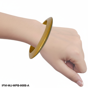 Handcrafted Mustard Gold <b>Wooden</b> <b>Bangle</b> - Minimalist Painted Wood Bracelet Lightweight Chunky Boho Wristwear Jewelry - Product Image 4