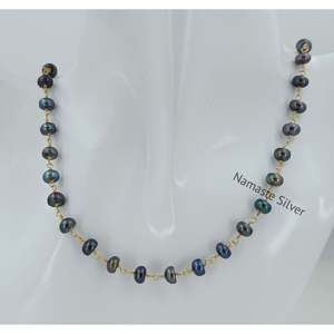 Handmade Freshwater Peacock Black Pearl Sterling Silver Necklace Single Line Beads Strand <b>Gold</b> Filled Freshwater Pearl Necklace - Product Image 2