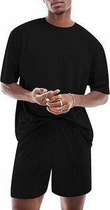 Ensemble de vêtements de sport d'été 2 pièces pour hommes-T-shirt et short assortis pour l'entraînement sportif-Tenue quotidienne décontractée - Product Image 3