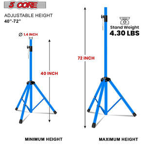 5 Core Speaker Stand Height Adjustable PA DJ <b>Tripod</b> Studio Monitor Stands w 35mm Compatible Insert - Product Image 2