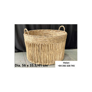 Elegante caja de cesta de almacenamiento de jacinto de agua tejida a mano de estilo Vintage, artesanía hecha a mano ecológica de Vietnam - Product Image 2