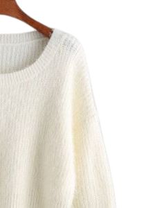Manufacturer Custom <b>Womens</b> <b>White</b> Knit Cropped Sweater Long Sleeve Soft Winter Pullover Casual Fashion Top <b>For</b> <b>Women</b> Autumn Wear - Product Image 2