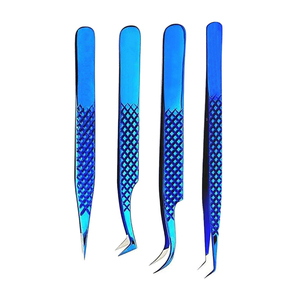 Pince à épiler d'extension de cils bleue en acier inoxydable de haute qualité outil de beauté de cils pointus pour l'amélioration du Volume des cils - Product Image 5