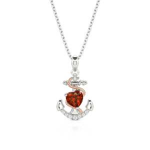Collier personnalisé Jeulia avec ancre nautique et pierre de naissance en forme de cœur - Product Image 5